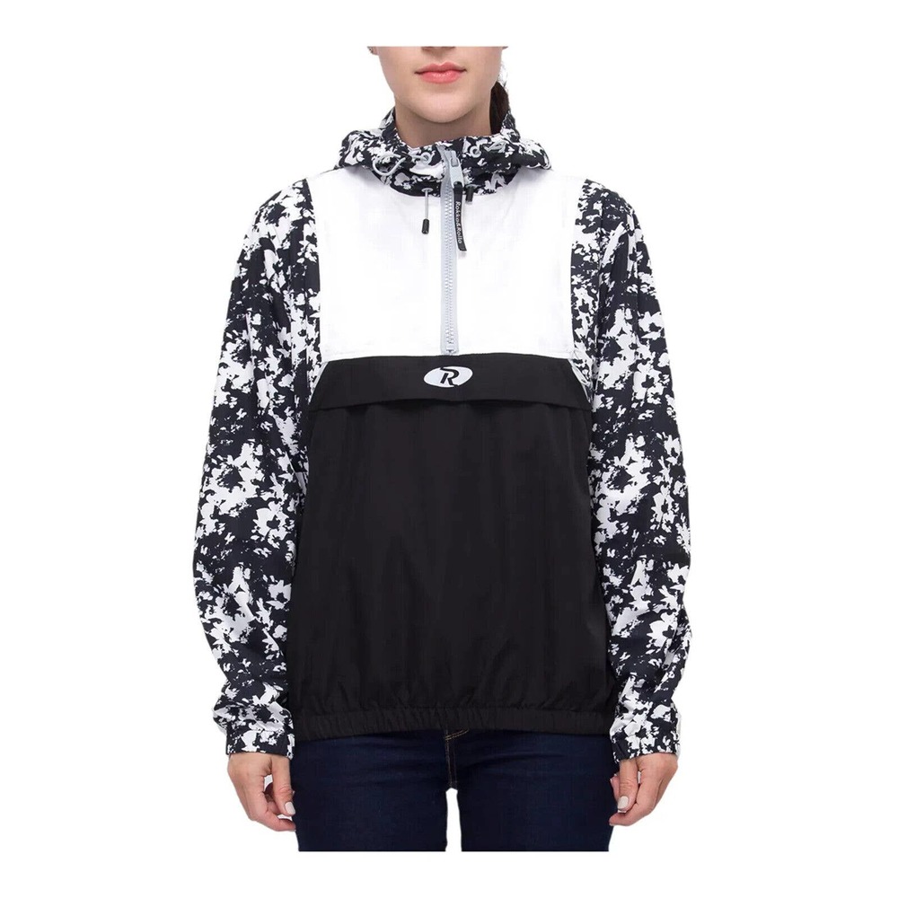 Women’s XXL Rokka&Rolla Black & White Windbreaker Rain Jacket Lightweight Anorak